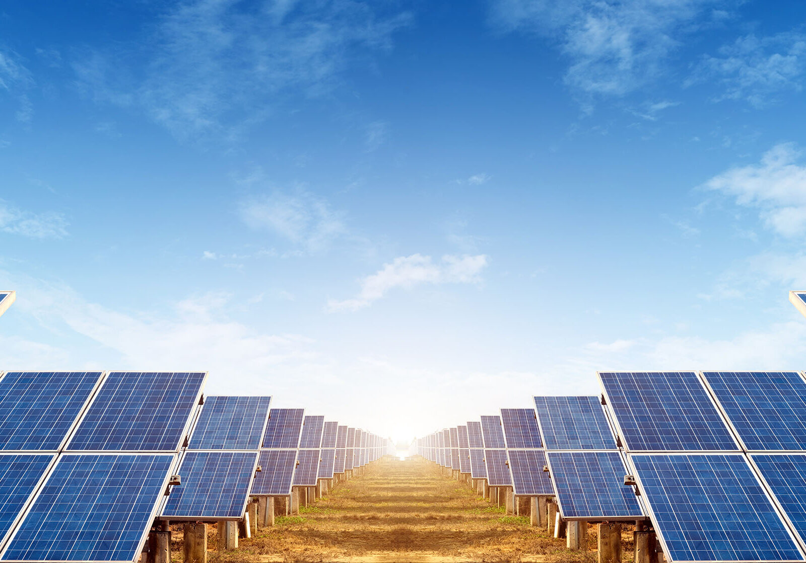 Multiple solar panels, pollution-free green energy base.